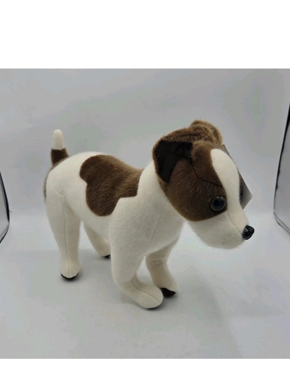 CU-MATE 12" Realistic Jack Russell Terrier Plush White & Brown Standing Puppy